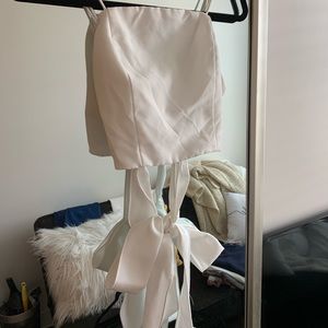 White Wrap Bow Crop Tank Top